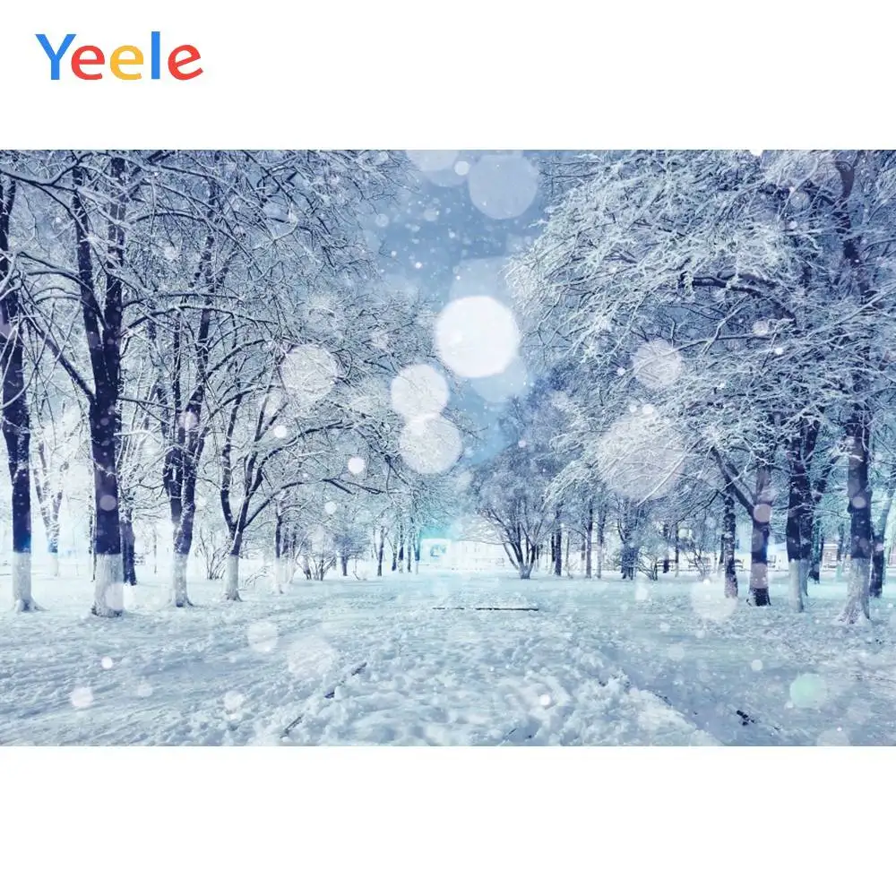 Фон для фотосъемки Yeele с изображением зимних боке снега леса солнечного света