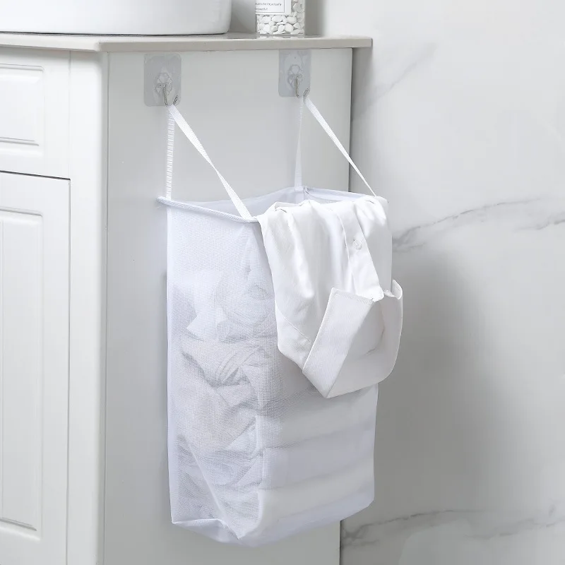 Household Wall Mounted Laundry Basket Dirty Clothes Storage Basket Toy Bathroom Breathable Mesh Bathroom Clothes Storage Baskets