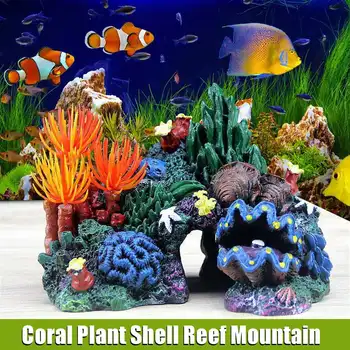 

Aquarium Resin Coral Plant Shell Reef Mountain Cave Ornament Fish Tank Ornament Decoration Aquarium Accessories Home Decor