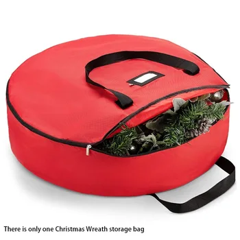 

Christmas Wreath Storage Bag Waterproof With Handle Dustproof Protective Gift Container Oxford Cloth Large Double Zipper 36inch