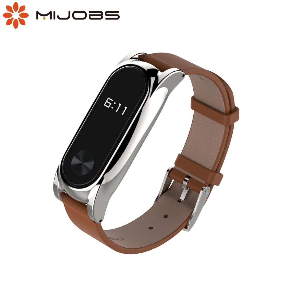 Кожаный ремешок Mijobs для Xiaomi Mi Band 2 браслет correa mi band Безвинтовой смарт браслета