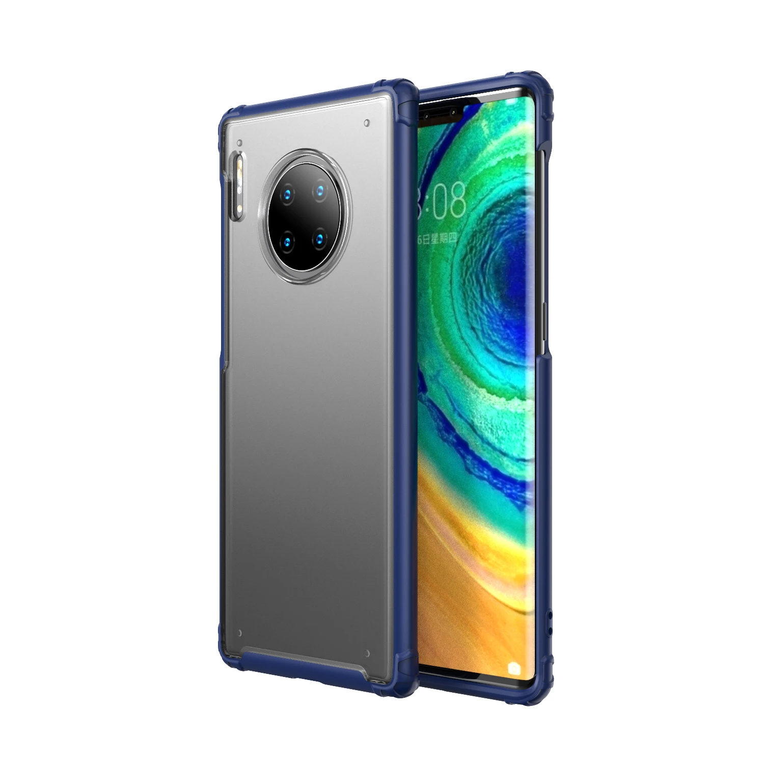 Синий Для huawei mate 30 Pro mate 30 Чехол, Ультратонкий матовый прозрачный чехол из поликарбоната с резиновым ТПУ бампером противоударный чехол - Цвет: Синий