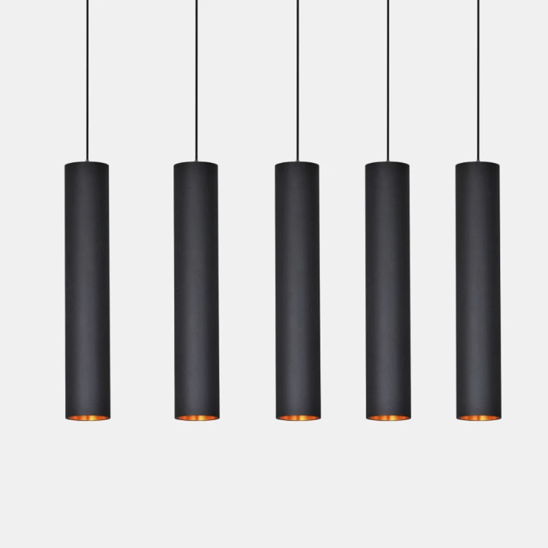 Dimmable Cylinder LED Pendant Lights Long Tube Lamps For Dining Room Shop Bar Decoration Cord Pendant Lamp Background Wall Lighting