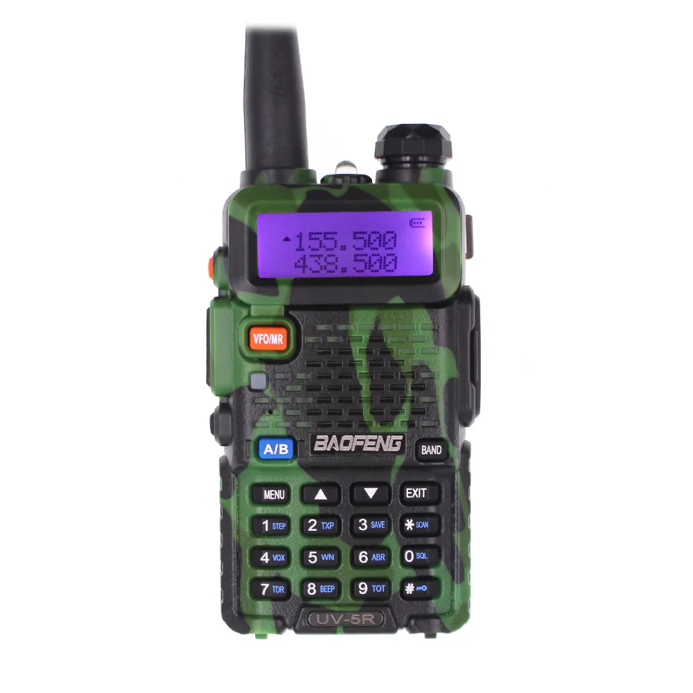 Baofeng Walkie Talkie Camo Presunto Rádio Vhf Uhf 136-174 Mhz & 400-520 128ch 1800 Mah 5 w Comunicador Uv-5r