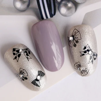 

3D Stickers For Nails Black Bow Knot Nail Art Decorations Slider Foil Adhesive Decals Nail Accessories