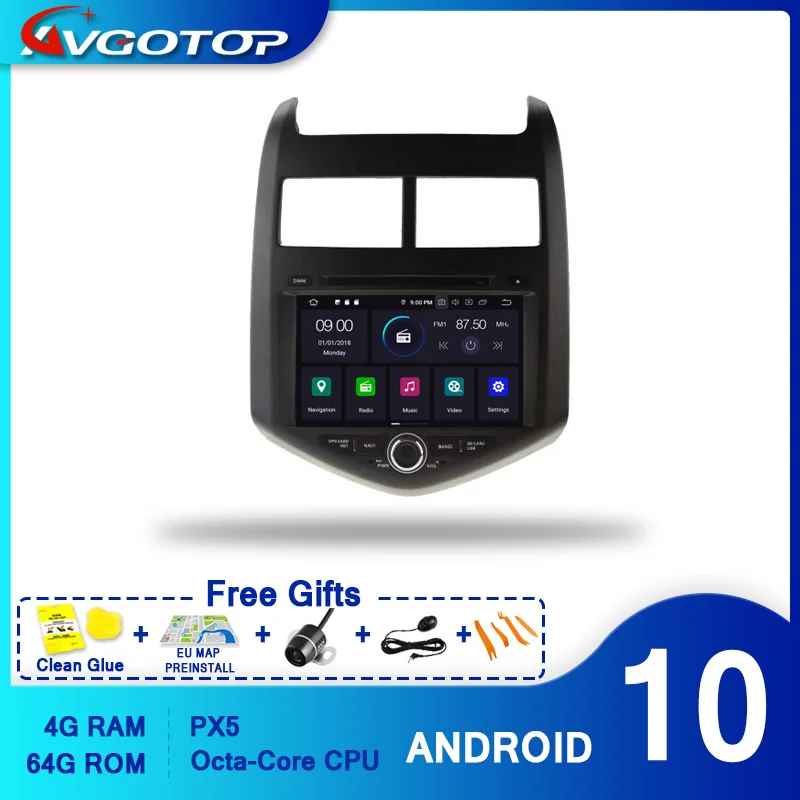 Автомагнитола AVGOTOP на Android 10 для CHEVROLET AVEO SONIC 2011 2012 2013 2014 Carplay автомобильная