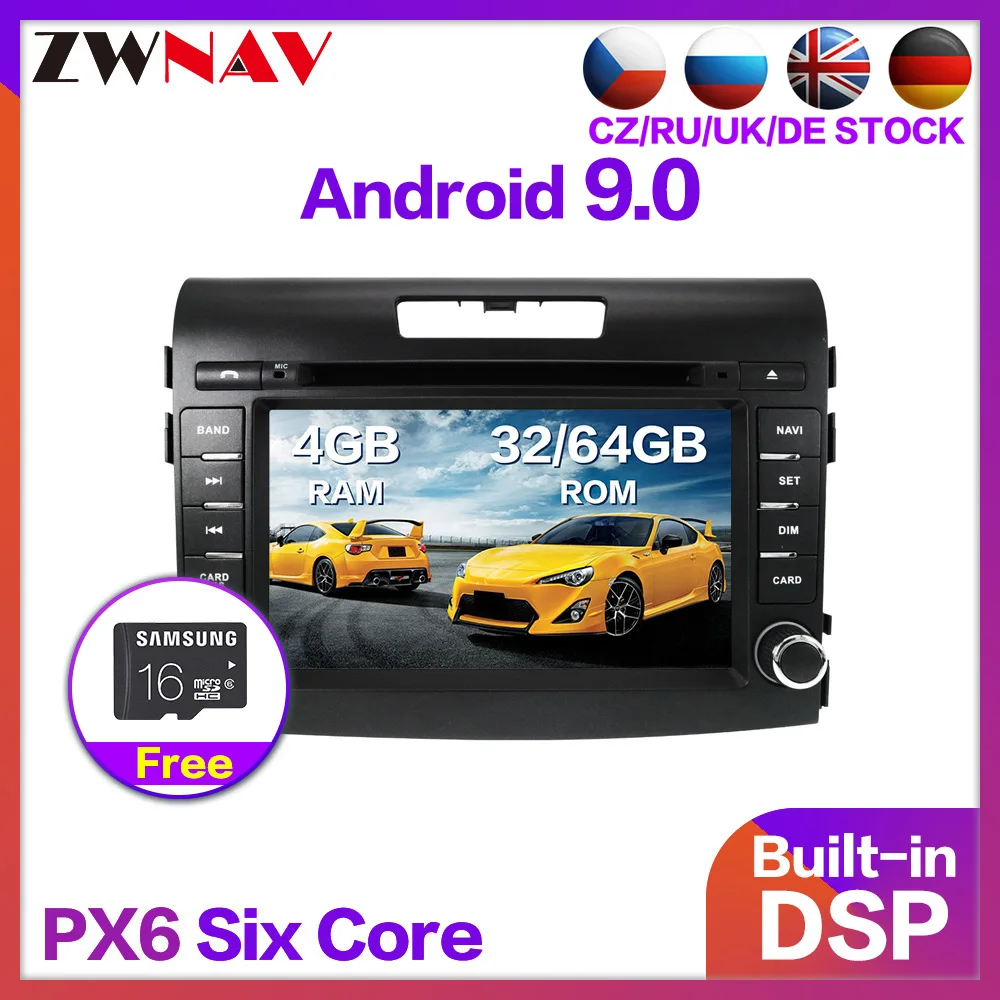 4+64 Android 9.0 Car Stereo Smart Multimedia DVD Player GPS for Honda CRV 2012-2016 Audio Video radio tape recorder BT head unit