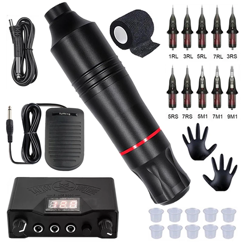 Полный набор для татуировок роторная ручка тату-машинка с картриджными иглами