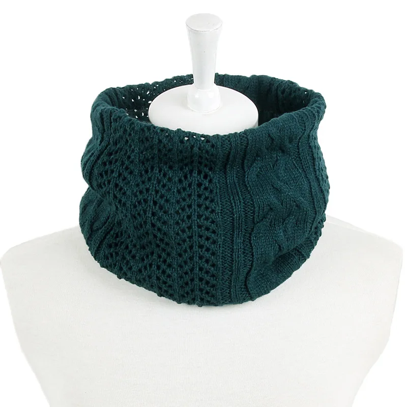 dark green Новинка, женский зимний мягкий шарф, вязанный, бесконечность, шарфы, на шею, уплотненный, теплый, кольцо, шарф, сплошной цвет, вязаный снуд, шарф на шею - Цвет: dark green