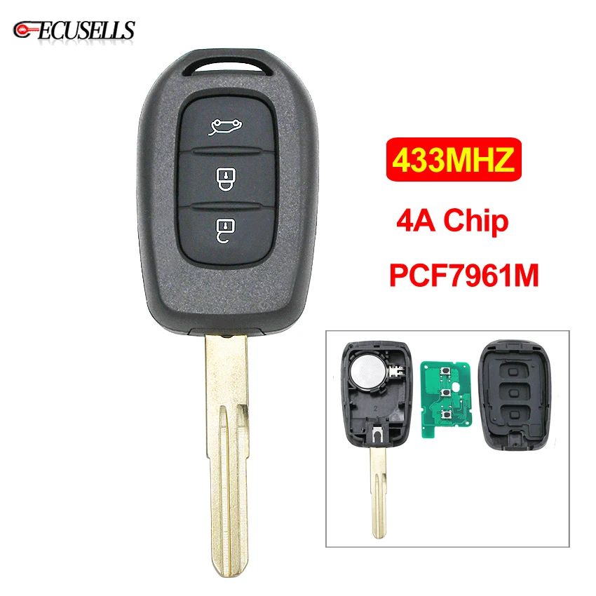 3-кнопочный дистанционный Автомобильный ключ 433 МГц 4A PCF7961M чип необработанное