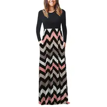 Feitong осеннее женское Элегантное Длинное Платье с принтом, женское Повседневное платье с длинным рукавом и круглым вырезом, женское платье макси, vestidos de verano