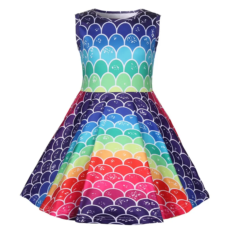 Звездное платье для девочек Подростковый Костюм для девушки для хеллоуина Модные Повседневные наряды 3D принт супергероя косплей одежда радужные платья - Цвет: Rainbow Dress