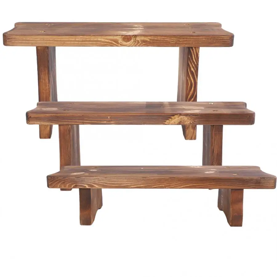 

60cm Wooden Stepped Plant Stand Balcony Garden Flower Plant Stand Display Shelf