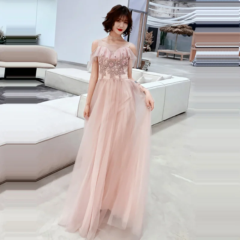 Это Yiya элегантное вечернее платье кристалл o-образным вырезом Платье трапециевидного силуэта De Soiree с коротким рукавом и оборками длиной до пола женские вечерние платья E897