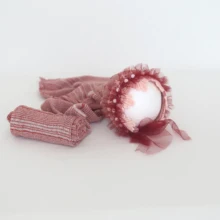 Cameo Mauve/кружевной капор для маленьких девочек, обертывание и комплект с капором, ручная работа, шапочка для новорожденных, пеленание, одеяло, реквизит для фотосъемки