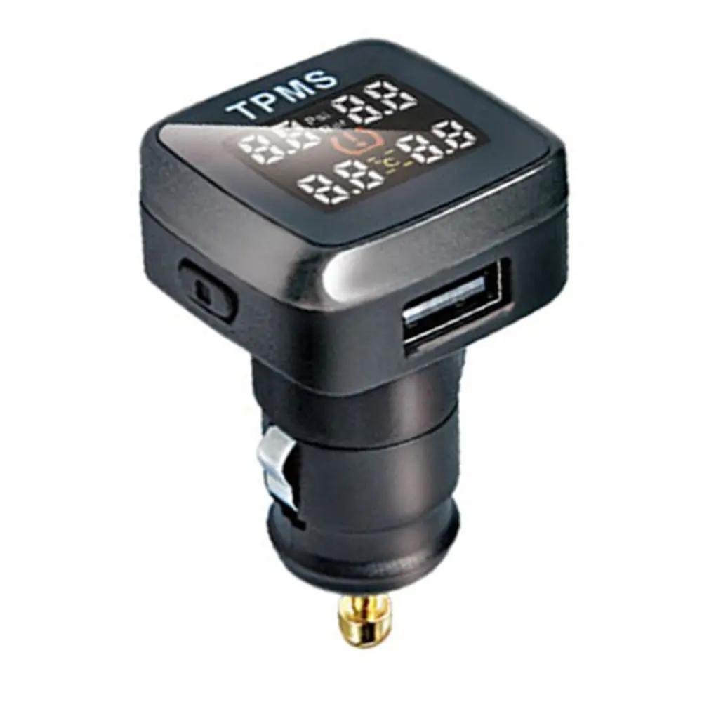 Универсальная автомобильная система контроля давления в шинах TPMS в режиме реального времени, прикуриватель с ЖК-дисплеем и цифровым дисплеем, автоматическая система охранной сигнализации