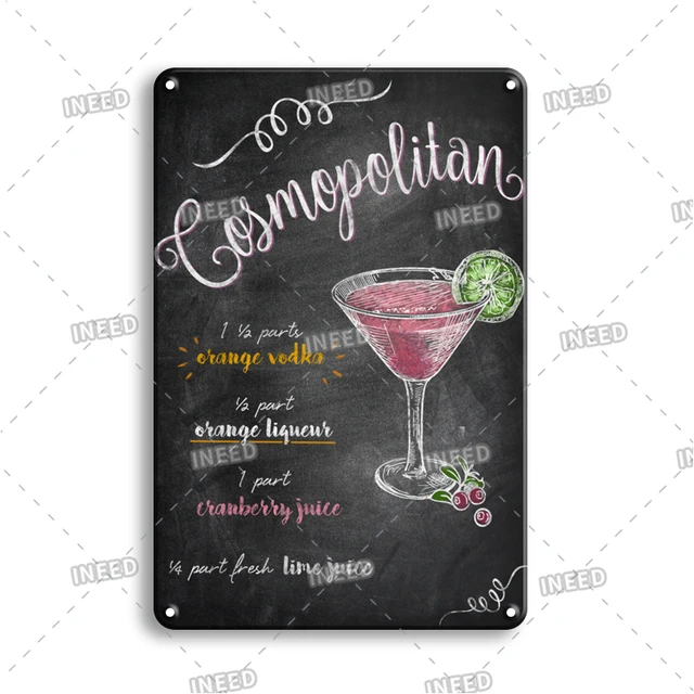 INEED Vintage Metal Tin Sign Decorations Gin & Tonic Cocktail Plate Decorative Poster Plaque Retro Bar Kitchen Home Wall Decor 10563