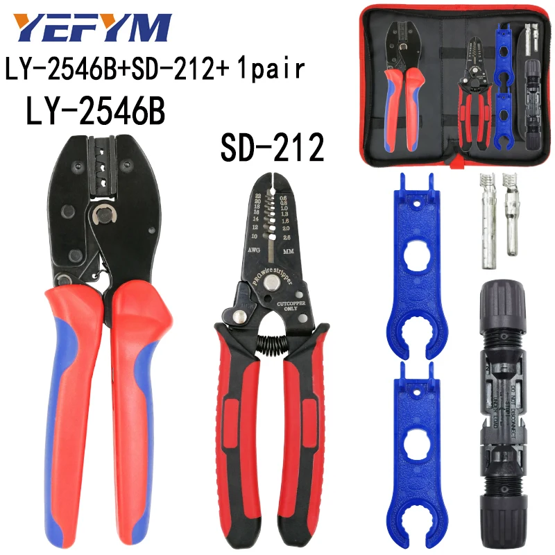 

Solar pv Crimping Tool Kits for LY2546B 2.5-6.0mm2 connectors solar tool set with Crimper Stripper Cutter