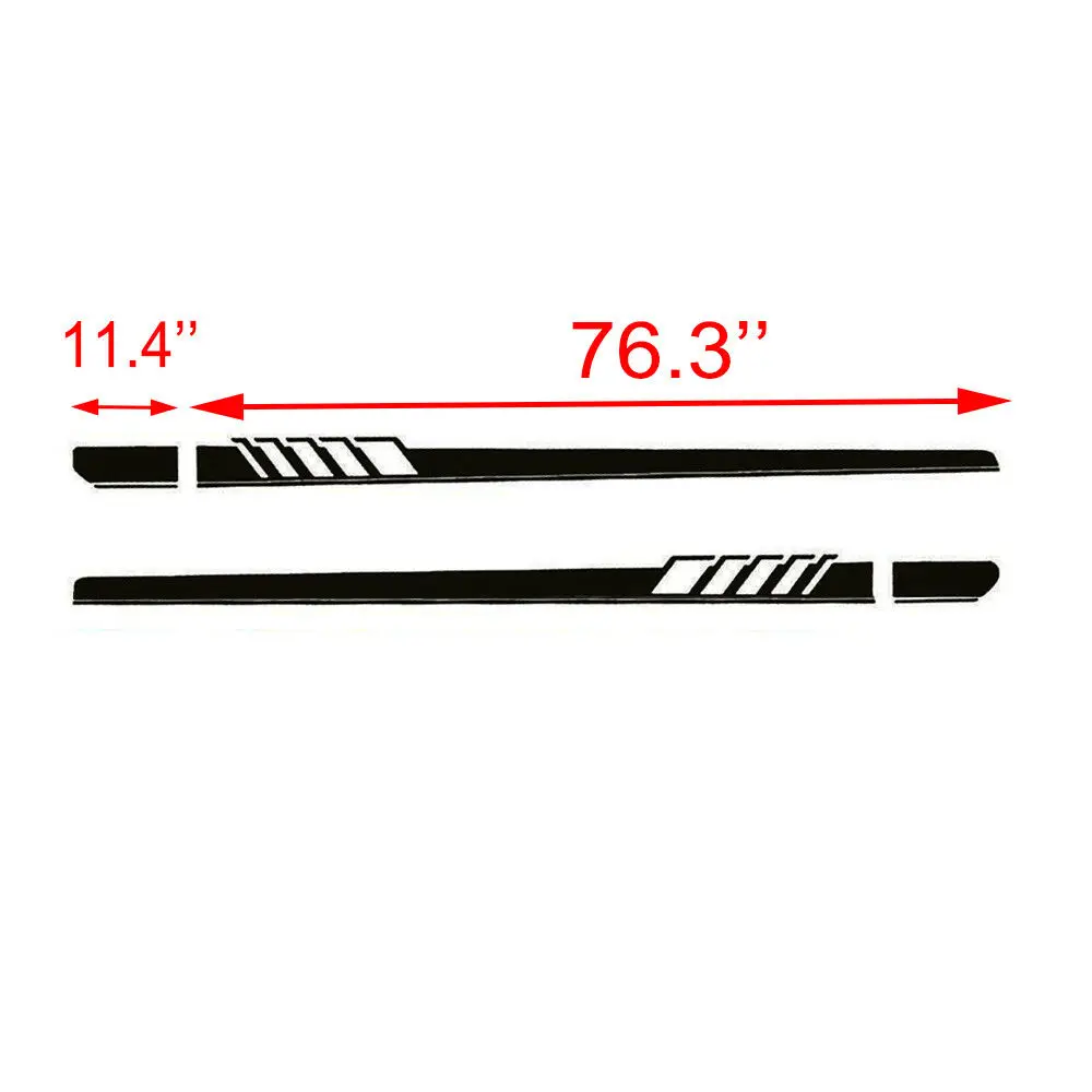 For ALL CARS Sports Racing Vinyl Stripe Decal Car Graphics Side Skirt Sticker 2pcs