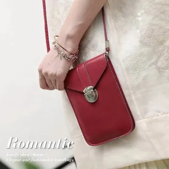 

Flip Touch Screen Phone Shoulder Bag Mini Crossbody Bags Fashion Women Clutch Hollow Out Phone Wallets Transparent Leather Bag