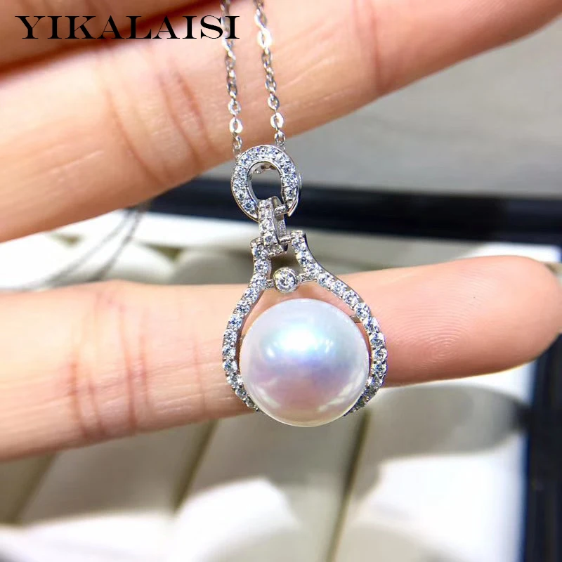 

YIKALAISI 925 Sterling Silver Jewelry Pearl Pendants 2019 Fine Natural Pearl Jewelry 11-12mm Pendants For Women Wholesale