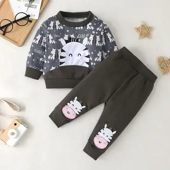 

Fashion Newborn Infant Baby Boys Girls Cartoon Long Sleeve Tops + Pants Outfits Toddler Spring Autumn Cute Set 2Pcs Clothes