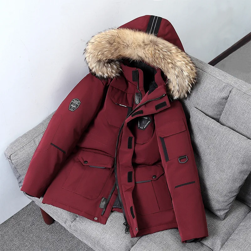 Coat Jacket Men-30-Degree-Downparkas Winter Hooded White-Duck-Down Warm Thick Fur Windbreaker