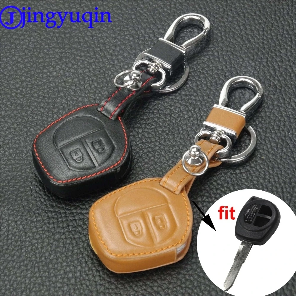 Кожаный чехол для ключей jingyuqin с 2 кнопками Suzuki SX4 Swift LIiana Vitara Jimny ALTO IGNIS feet|2 button|key case