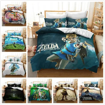 

3D Legend of Zelda Printed Bedding Set Duvet Covers Pillowcases Anime One For All Comforter Bedding Sets Bed Linen Bedclothes