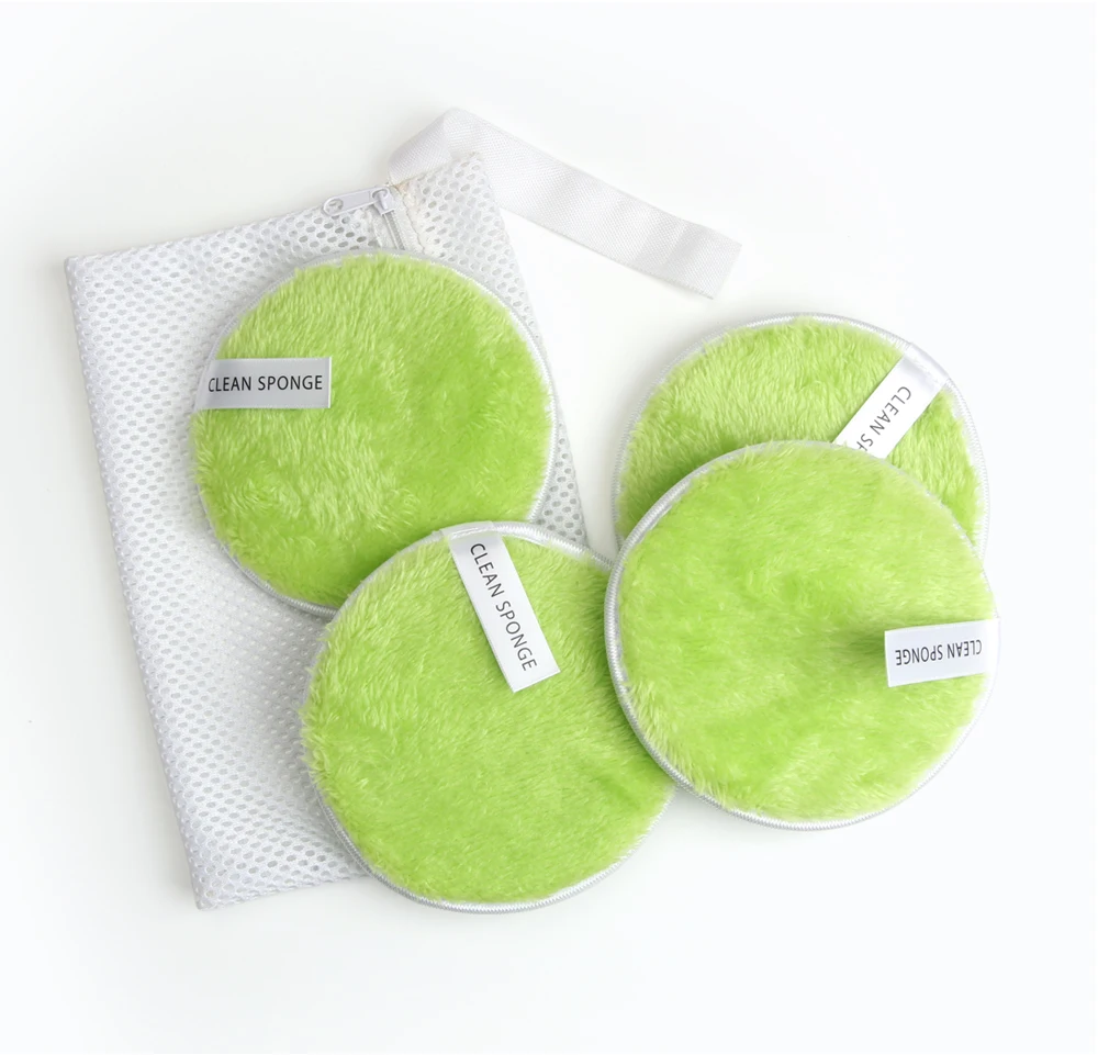 4Pcs Microfiber Makeup Remover Towel With Bag Face Plush Puff Reusable Cleansing Cloth Pads Natural Soft Cleaner Makeup Tools