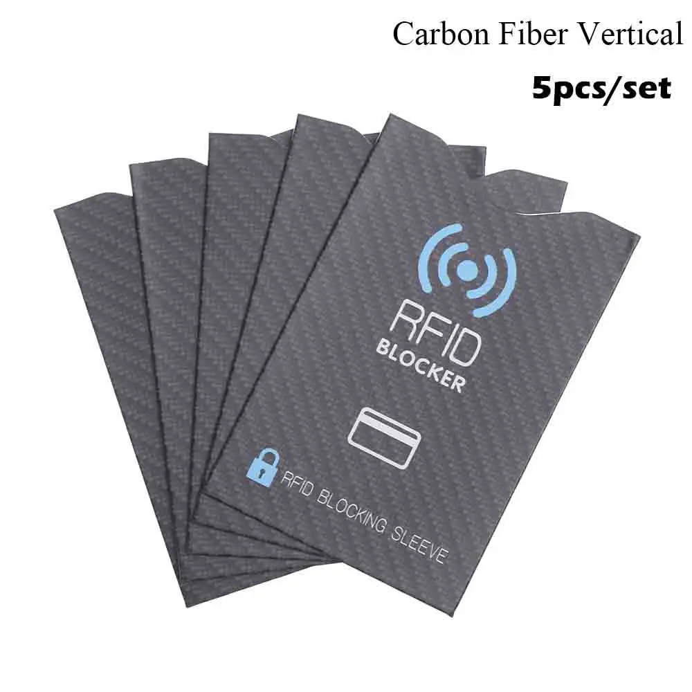 Vertical Carbon 5 шт. Противоугонный для RFID с протекторами для банковских карт блокирующий держатель карты кожаный чехол чехлы Защитный чехол для банковских карт - Цвет: Vertical Carbon