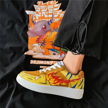 

Men Casual Shoes Lace-up Digimon Print Breathable Adult Sneakers male Tenis men flat shoe Top Quality Shoes men