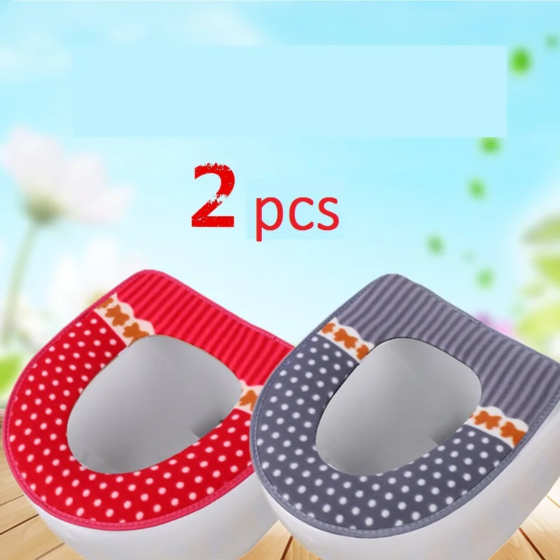 D blue pink 2pcs Радужные полосатые Чехлы для сиденья унитаза на молнии для туалета зимние теплые подушки Универсальный Размер удобный коврик для унитаза - Цвет: D blue pink 2pcs