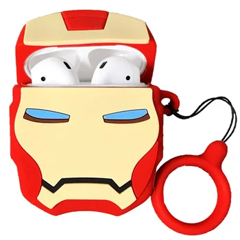 

Earphone Case For Airpods 1 2 case cover Silicone Iron Man Casque Housses cartoon Marvel Soft Protective cover shell Accessories