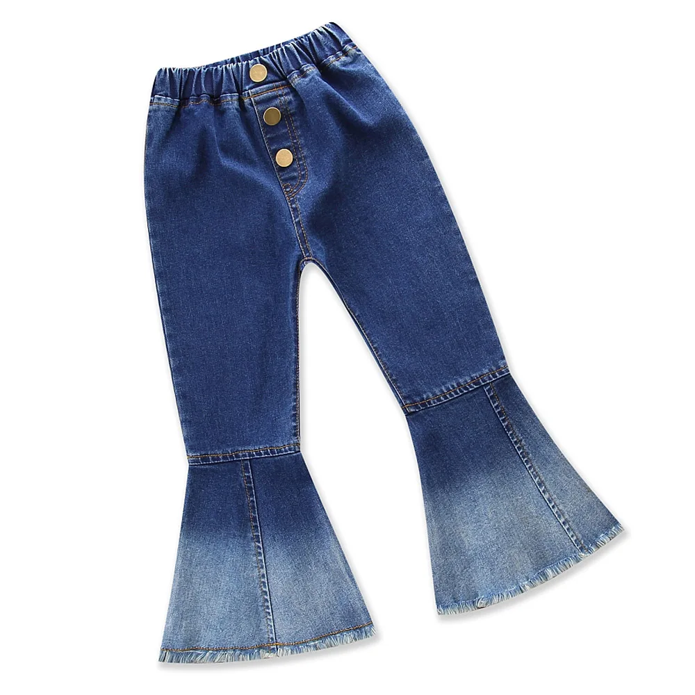 Детские джинсовые штаны для девочек модная однотонная детская одежда новинка на