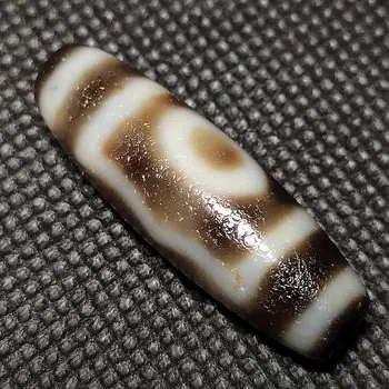 

Tibet Noble 3 eyes Pattern DZI Beads High Fat Dark old Black/white 11.6*37mm Agate Beads Men&women jewelry DIY Free Shipping