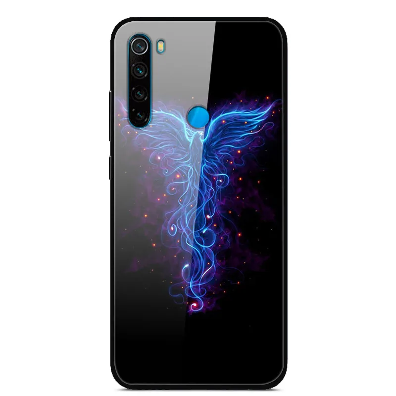 46 Чехол для Redmi note 8 T, жесткая задняя крышка из закаленного стекла для Xiaomi Redmi Note 8 T, защитный чехол для телефона, силиконовый бампер, чехол для Note8T 8 T - Цвет: 46