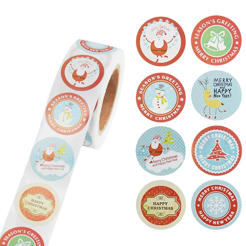 500 Pcs/Roll Merry Christmas Cartoon Santa Stickers Snowman Seal Labels DIY New Year Gift Decor Stationery Thank You | Дом и сад