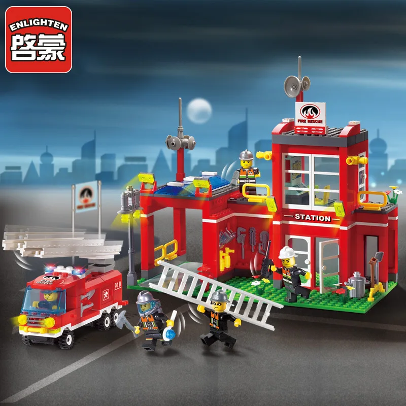 

ENLIGHTEN Firefighting Series Children DIY Assembled Building Blocks Educational Boy Toy Gift 910 Firefighting