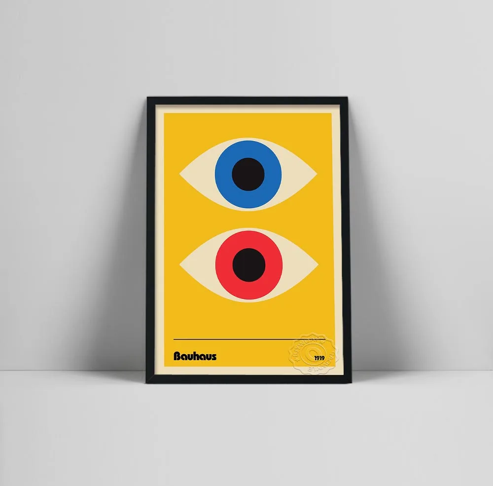 Современная живопись Bauhaus Минималистичная картина желтыми глазами масляная
