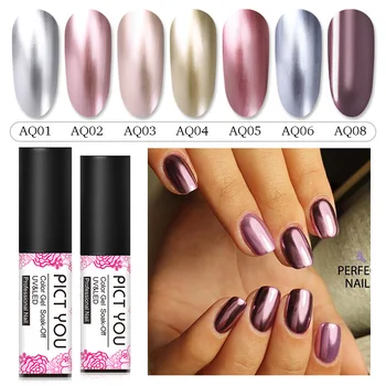 

PICT YOU 1 Bottle 5ml Mirror Metallic Gel Polish Silver Rose Gold Nail Art Gel Polish Soak Off UV Gel Metallic Nails Varnish