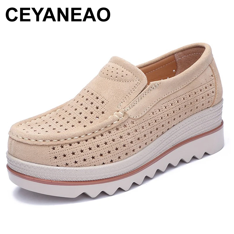 Женские мокасины на плоской платформе CEYANEAO замшевые лоферы с бахромой E076|Обувь