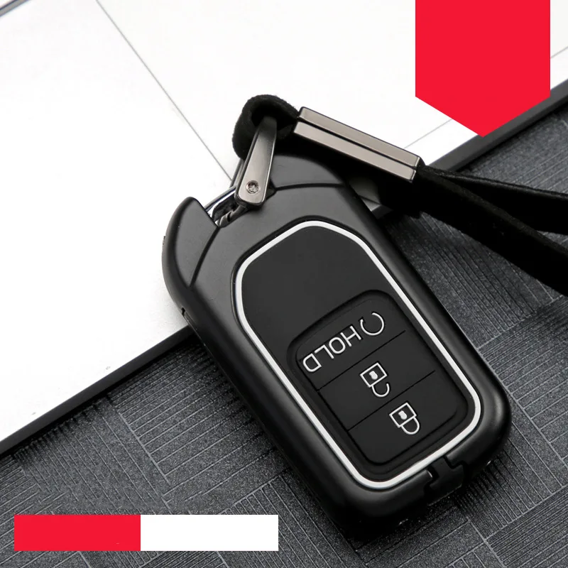 Чехол для ключей автомобиля из силикагеля и сплава для Honda Civic Accord 2013- Pilot CRV EX EXL HR-V City Odyssey Fit Freed Keychai - Название цвета: C-black white