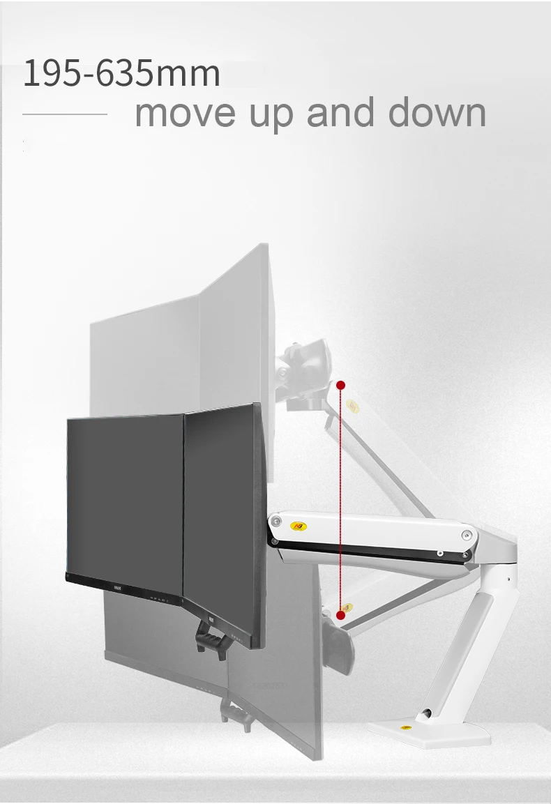 NB F32 газовая стойка 24-32 дюймов двойной экран кронштейн для монитора Настольный стенд рабочая станция нагрузка 2-15kgs
