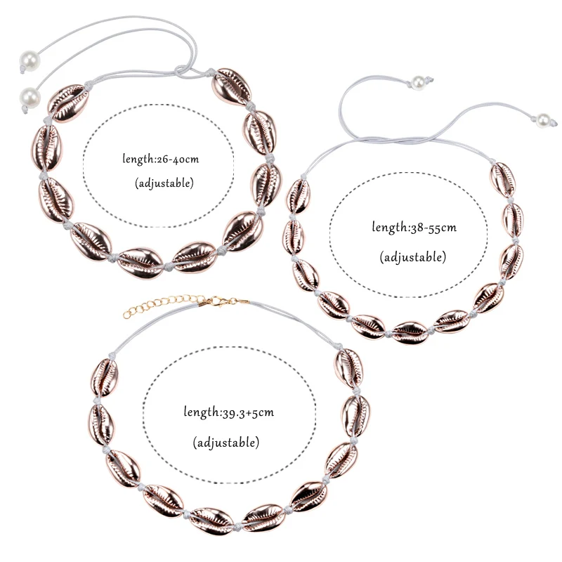 Ожерелье из ракушек для женщин, для девочек, в стиле бохо, натуральная оболочка, розовое золото, колье-чокер, ожерелье, простой океан, пляж, подарки для отдыха
