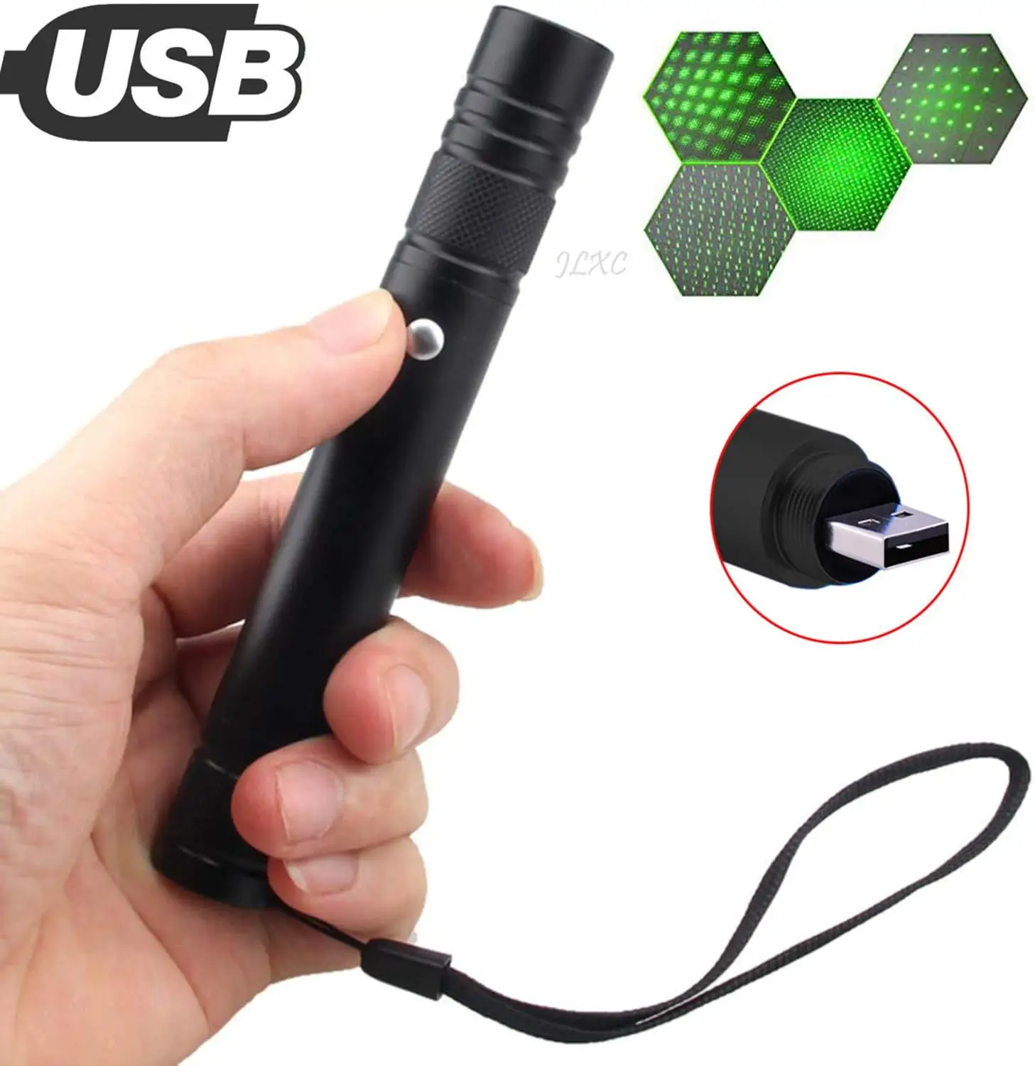 Портативный мощный USB зеленый лазерный Аккумулятор встроенный в красный вид 10000 м