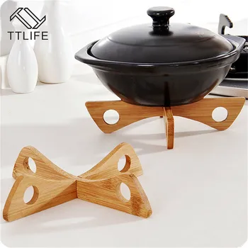 

TTLIFE Wooden Heat-resistant Pot Mat Baking Tray Bracket Detachable Wooden Table Mat Kitchen Pot Mat Insulation Cold Pot Mat