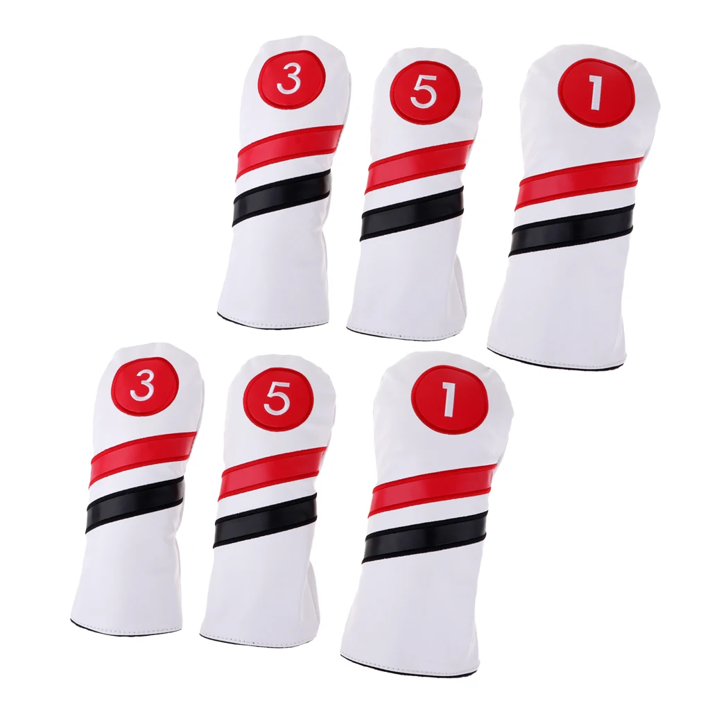 6Pcs Golf Driver Head Cover 1 3 5 Fairway Woods Headcovers Golf Club Protect Cover Golf Accessories Replacement Supplies
