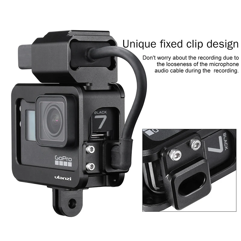 Ulanzi V3 Pro металлический чехол Vlog для GoPro 7 6 5 двойной чехол для холодного башмака с микрофоном светодиодный светильник адаптер микрофонный кабель зажим