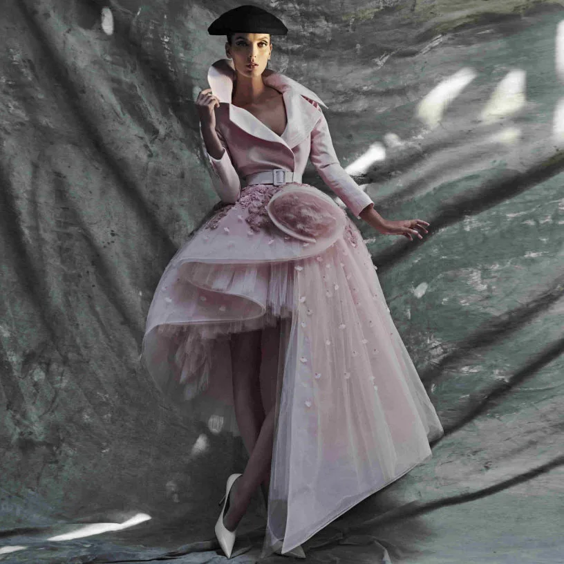 Уникальный дизайн, асимметричные платья для выпускного вечера, румяна,, вечерние платья с оборками и аппликацией, шикарные вечерние платья, robe de soiree - Цвет: Розовый